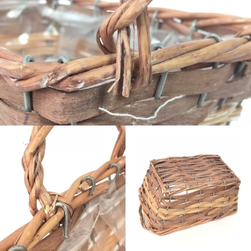 2 Baskets World Market Wood Metal Woven Cottagecore Cabincore Coastal Grandma